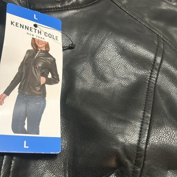 NWT Kenneth Cole Faux Leather Jacket black size M, L - Picture 3 of 12